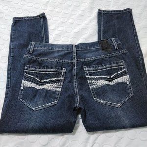 973 DNM Men Blue Denim Jeans Med Wash Size 36/30 - 100% Cotton *004 Embroidery